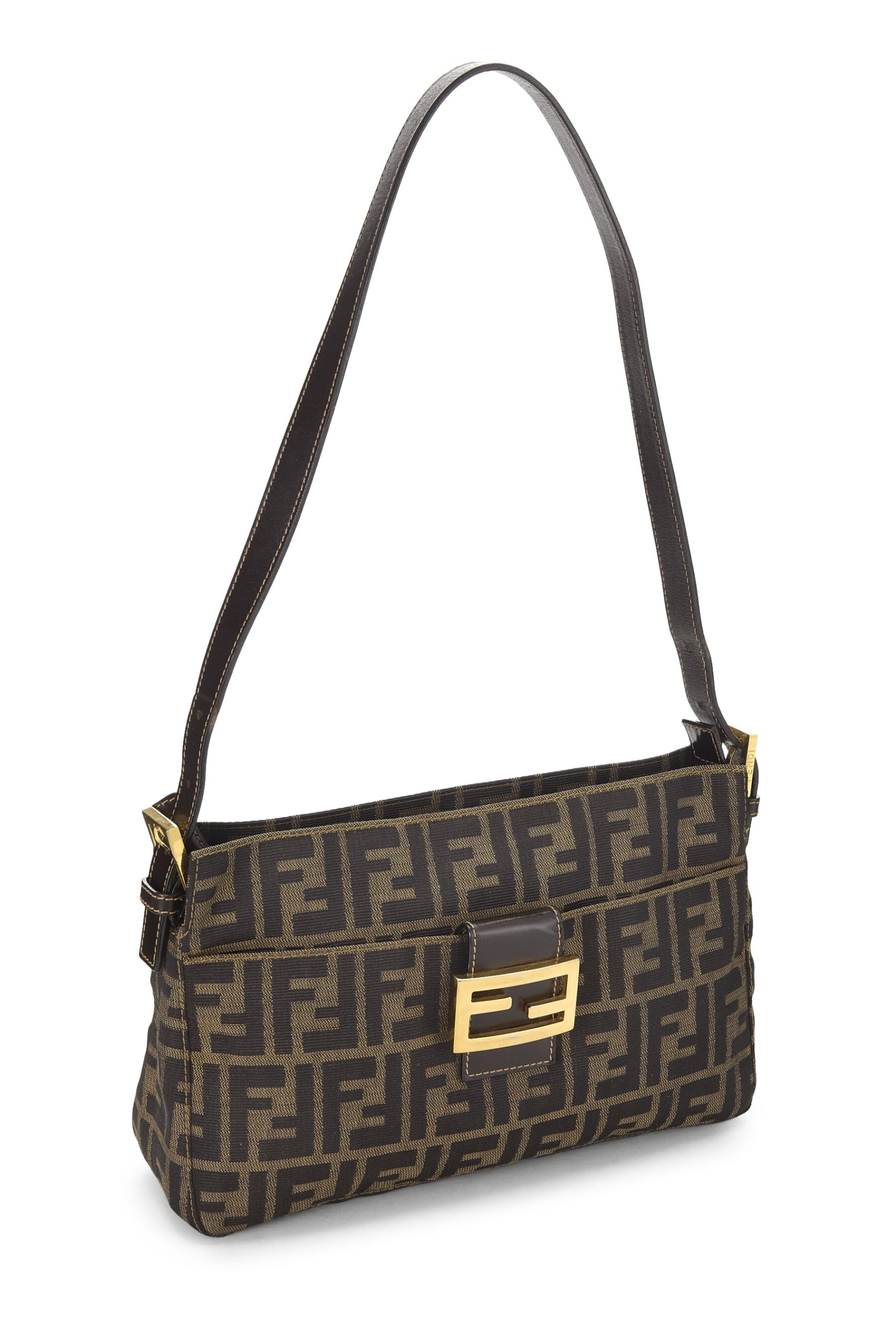 Fendi,  Brown Zucca Canvas Shoulder Bag, Brown