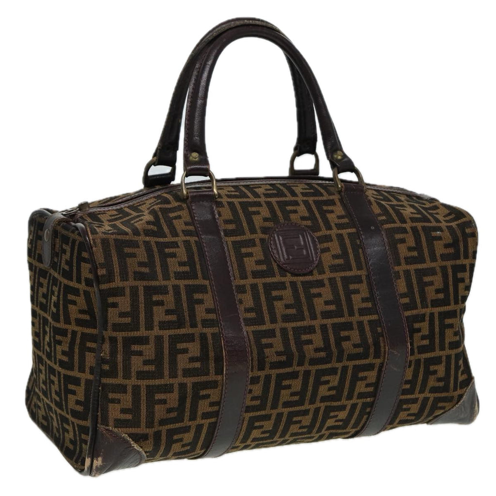 FENDI Zucca Canvas Boston Bag Brown Black81784