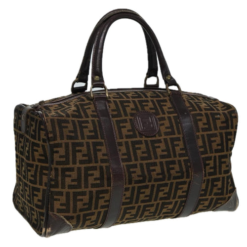 FENDI Zucca Canvas Boston Bag Brown Black81784