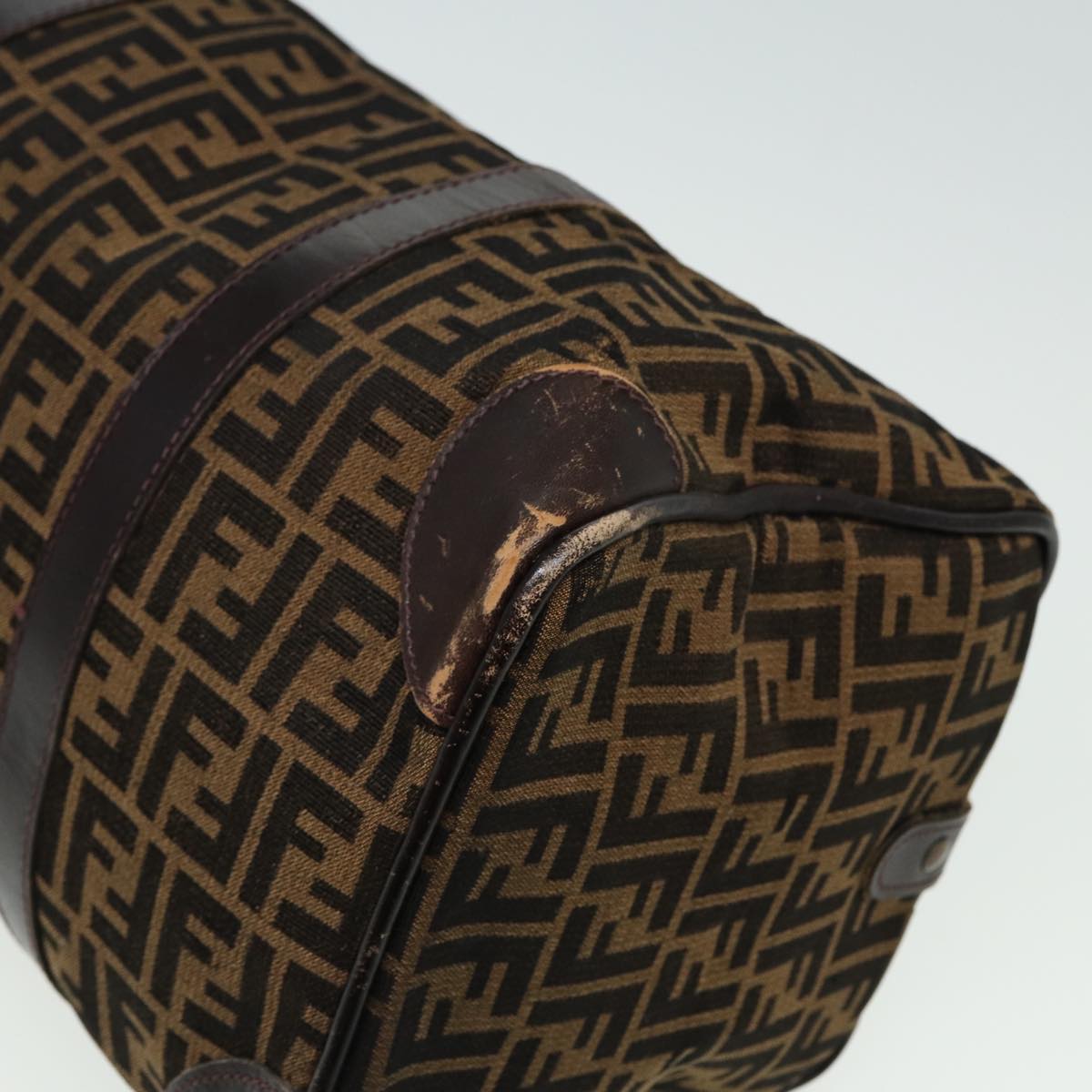 FENDI Zucca Canvas Boston Bag Brown Black81784