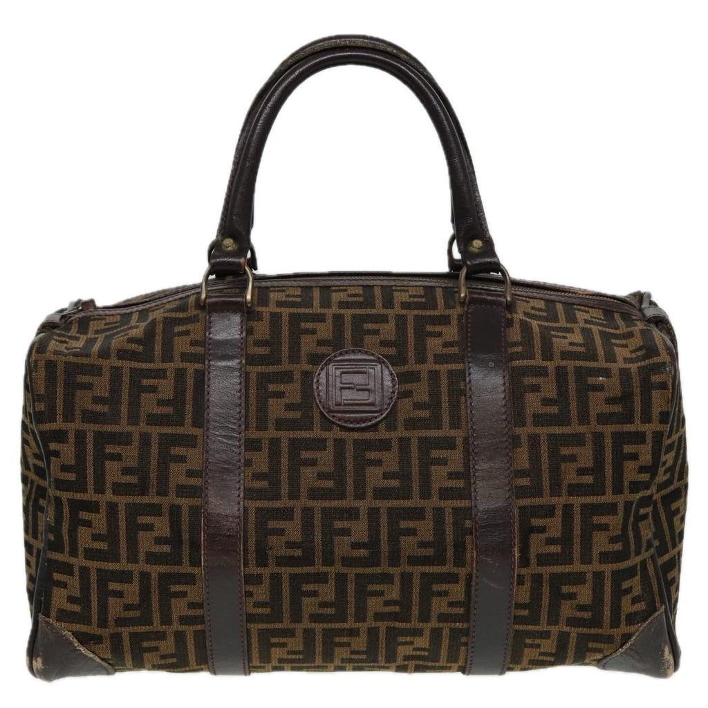 FENDI Zucca Canvas Boston Bag Brown Black81784