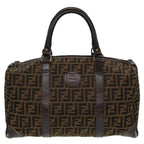 FENDI Zucca Canvas Boston Bag Brown Black81784