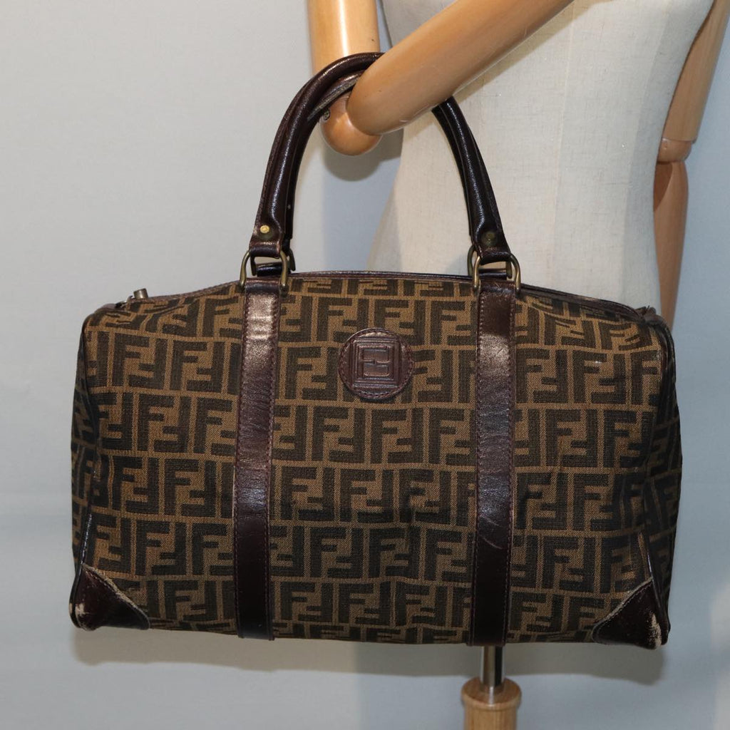 FENDI Zucca Canvas Boston Bag Brown Black81784