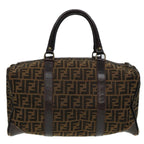 FENDI Zucca Canvas Boston Bag Brown Black81784