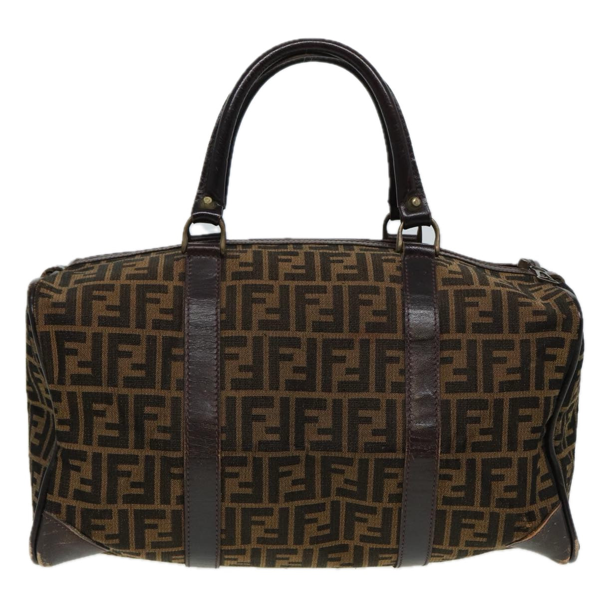 FENDI Zucca Canvas Boston Bag Brown Black81784
