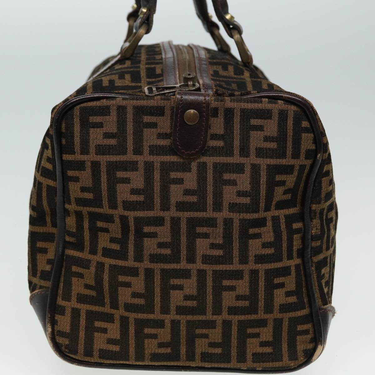 FENDI Zucca Canvas Boston Bag Brown Black81784