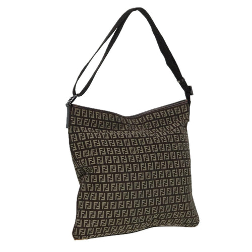 FENDI Zucca Canvas Shoulder Bag Brown Black81825