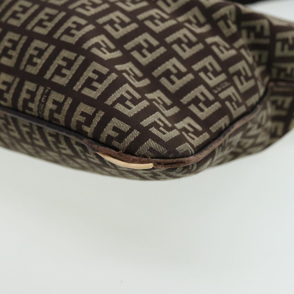 FENDI Zucca Canvas Shoulder Bag Brown Black81825