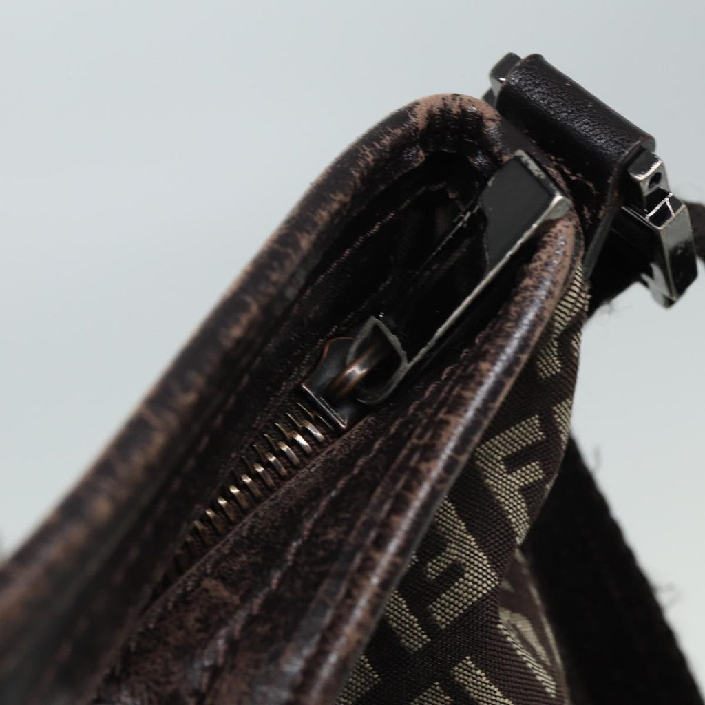 FENDI Zucca Canvas Shoulder Bag Brown Black81825