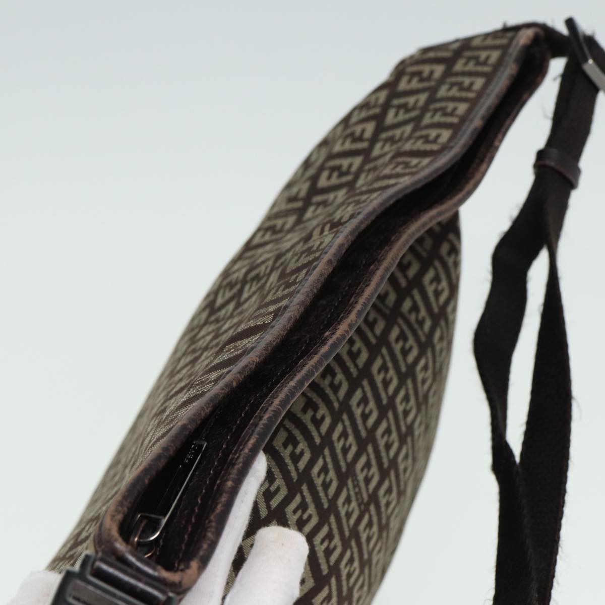 FENDI Zucca Canvas Shoulder Bag Brown Black81825