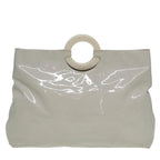 CELINE Circle Hand Bag Enamel White Auth 81830
