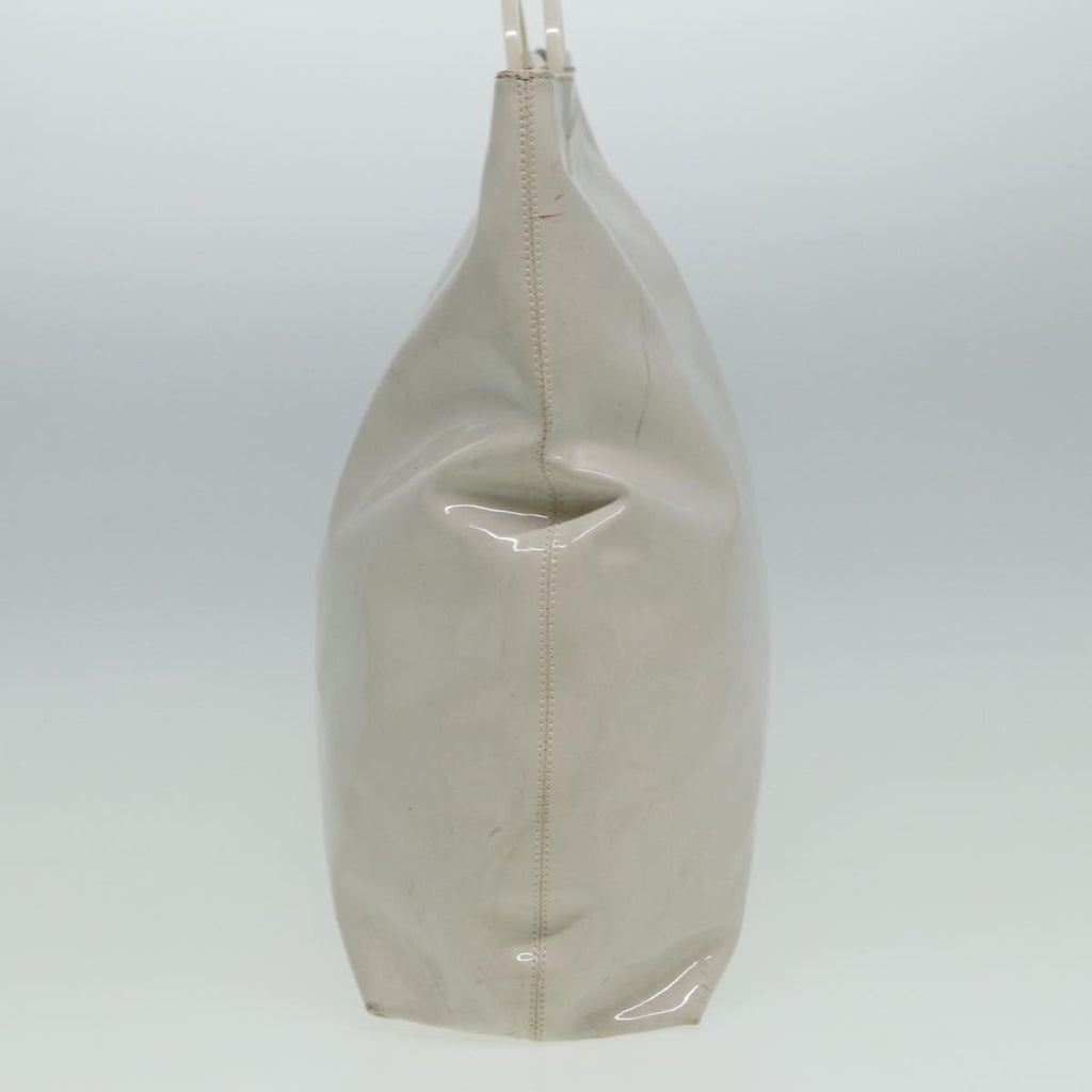 CELINE Circle Hand Bag Enamel White Auth 81830