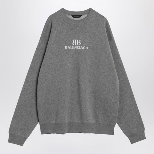 Balenciaga Grey Cotton Sweater With Logo Men