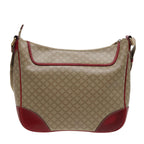 CELINE Macadam Canvas Shoulder Bag PVC Leather Beige Red  81863