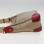CELINE Macadam Canvas Shoulder Bag PVC Leather Beige Red  81863