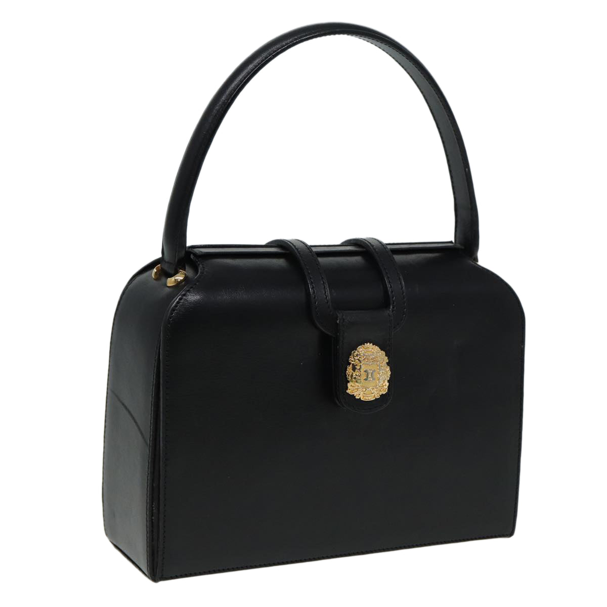 CELINE Hand Bag Leather Black  81877