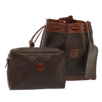 CELINE Macadam Canvas Clutch Bag Shoulder Bag PVC Leather 2Set Brown  81986