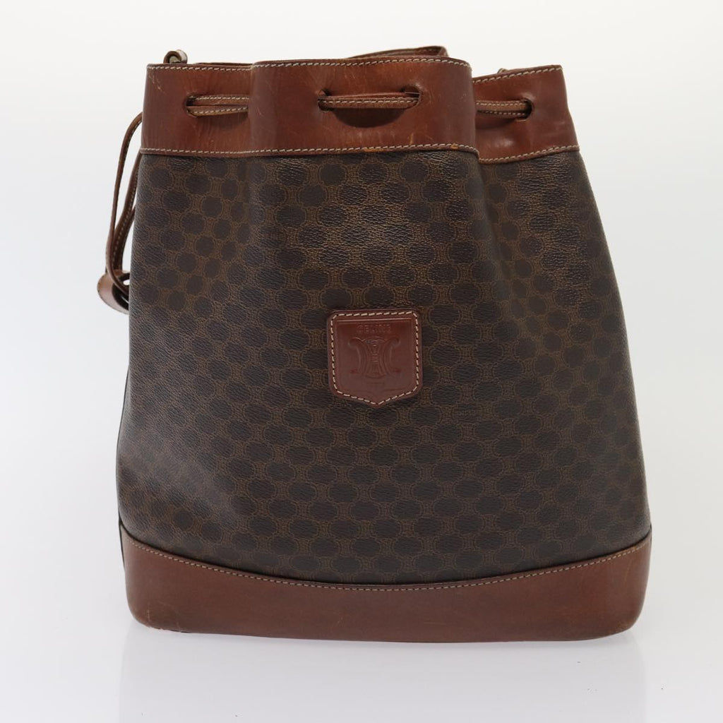 CELINE Macadam Canvas Clutch Bag Shoulder Bag PVC Leather 2Set Brown  81986