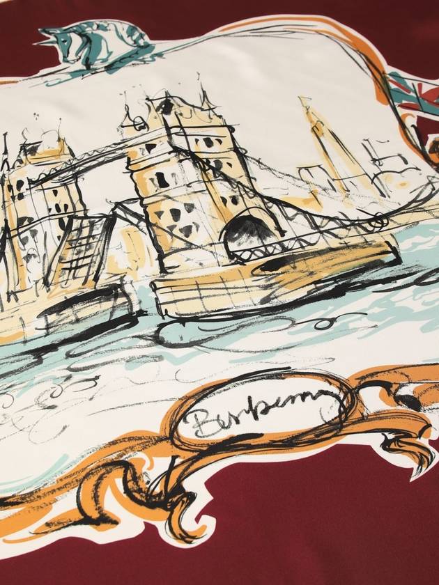Burberry Tower Bridge Print Silk Scarf Red
