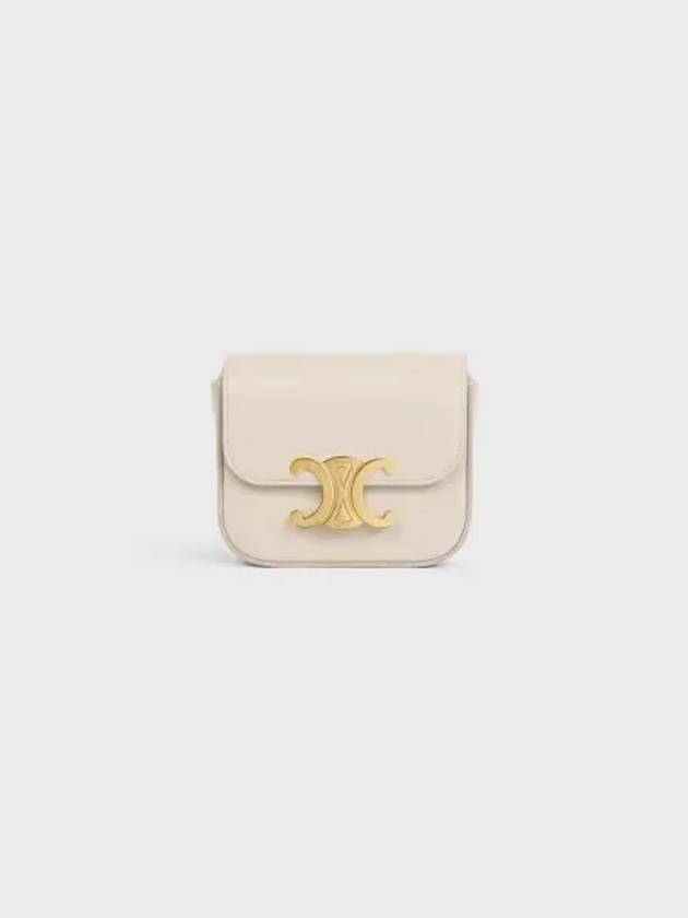 CELINE Triomphe Small Shiny Calfskin Cross Bag Pale Beige
