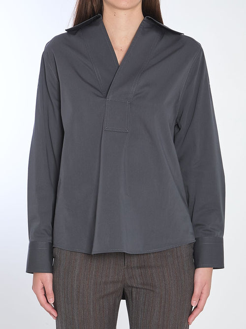 BOTTEGA VENETA Cotton-Silk Blend Shirt with Pointed Collar - Women's Size IT 40