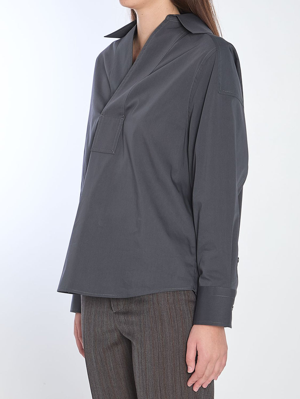 BOTTEGA VENETA Cotton-Silk Blend Shirt with Pointed Collar - Women's Size IT 40
