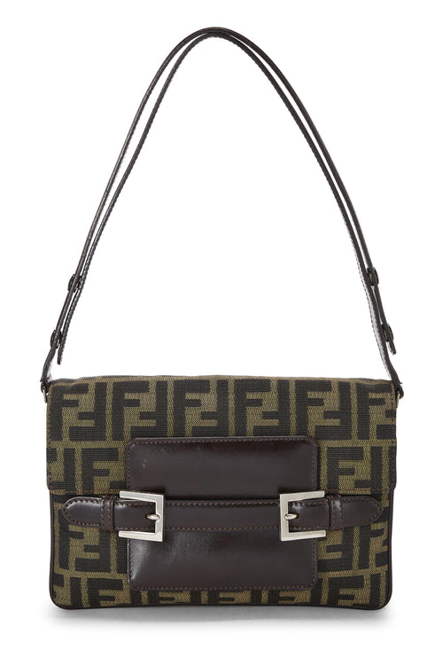Fendi,  Brown Zucca Canvas Shoulder Bag, Brown