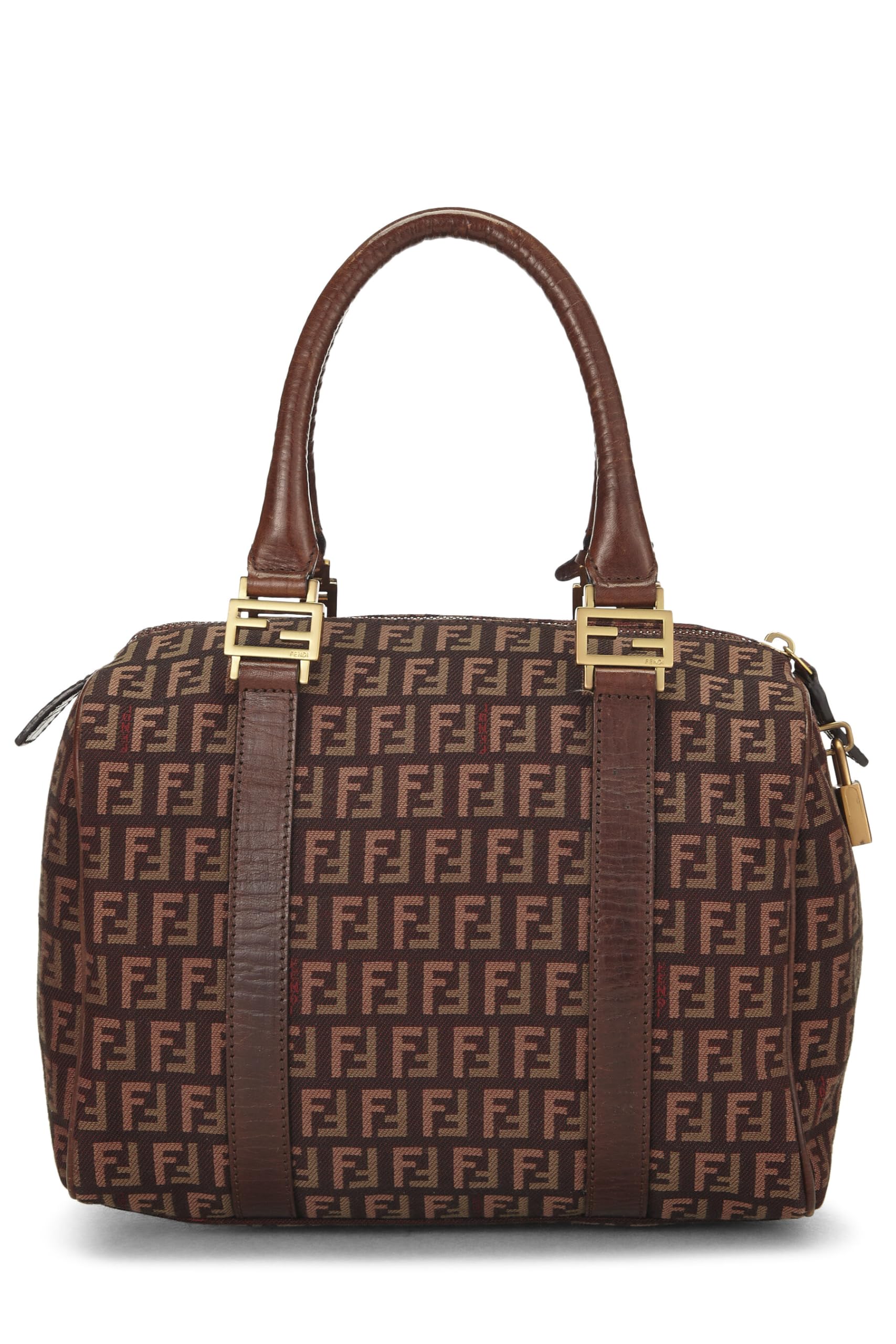 Fendi,  Brown Zucchino Boston Bag Mini, Brown