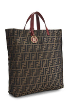 Fendi,  Brown Zucca Canvas Vertical Tote Medium, Red