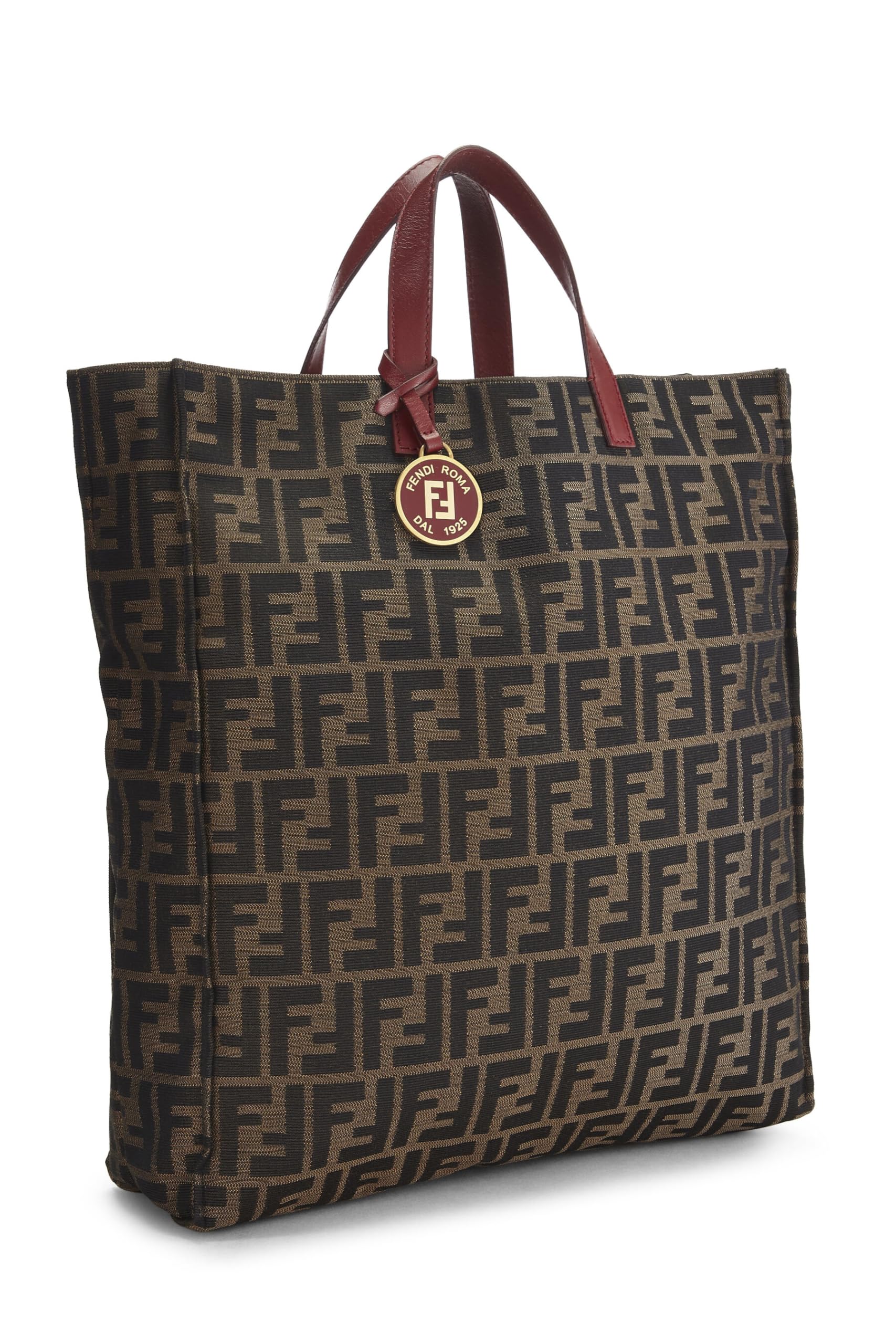 Fendi,  Brown Zucca Canvas Vertical Tote Medium, Red