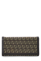 Fendi,  Brown Zucchino Canvas Long Wallet, Brown