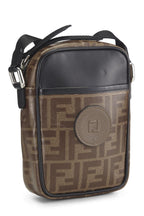 Fendi,  Black & Brown Zucca Coated Canvas Crossbody Bag, Black