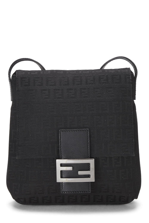 Fendi,  Black Zucchino Canvas Messenger Small, Black