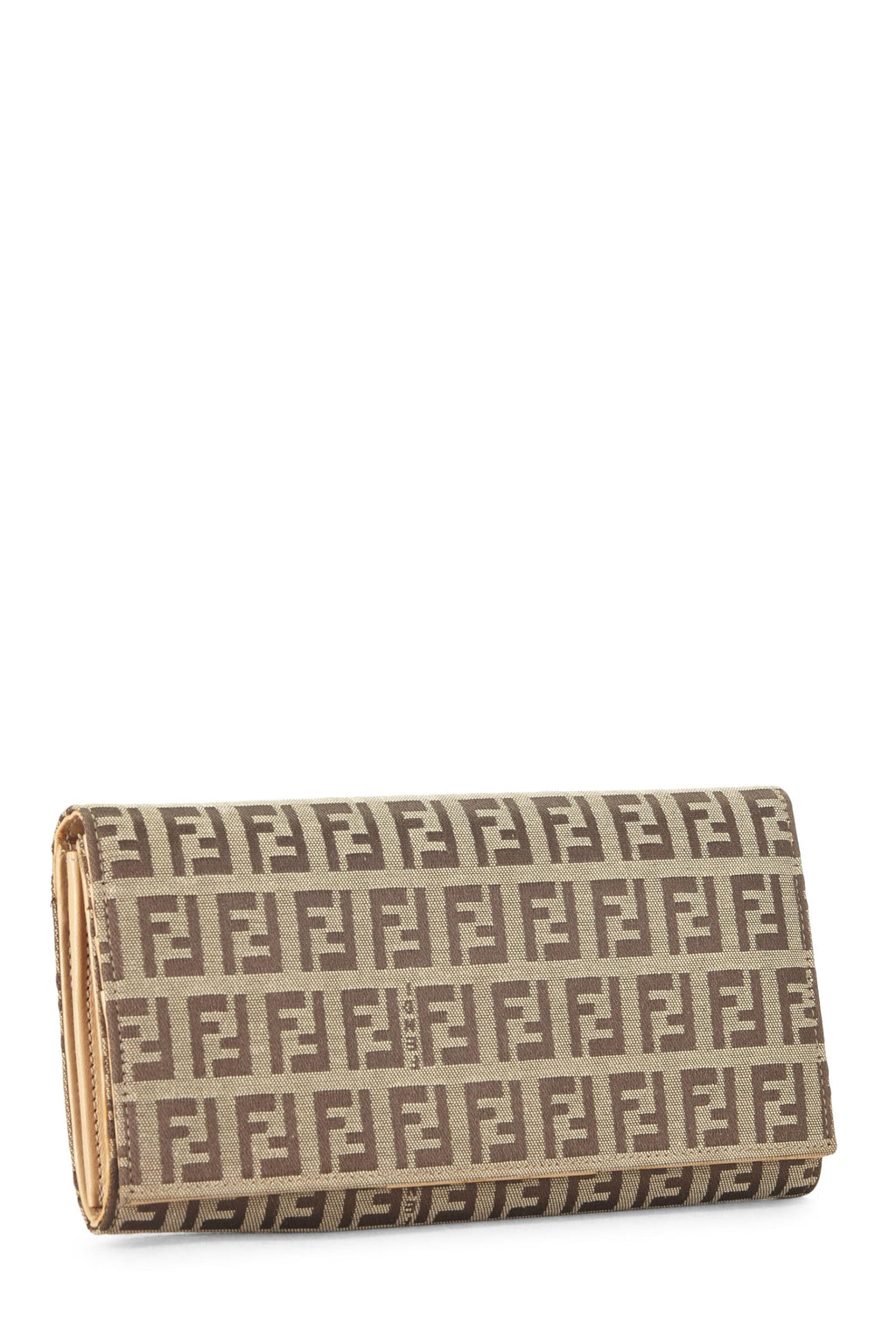 Fendi,  Beige Zucchino Canvas Contential Wallet, Beige