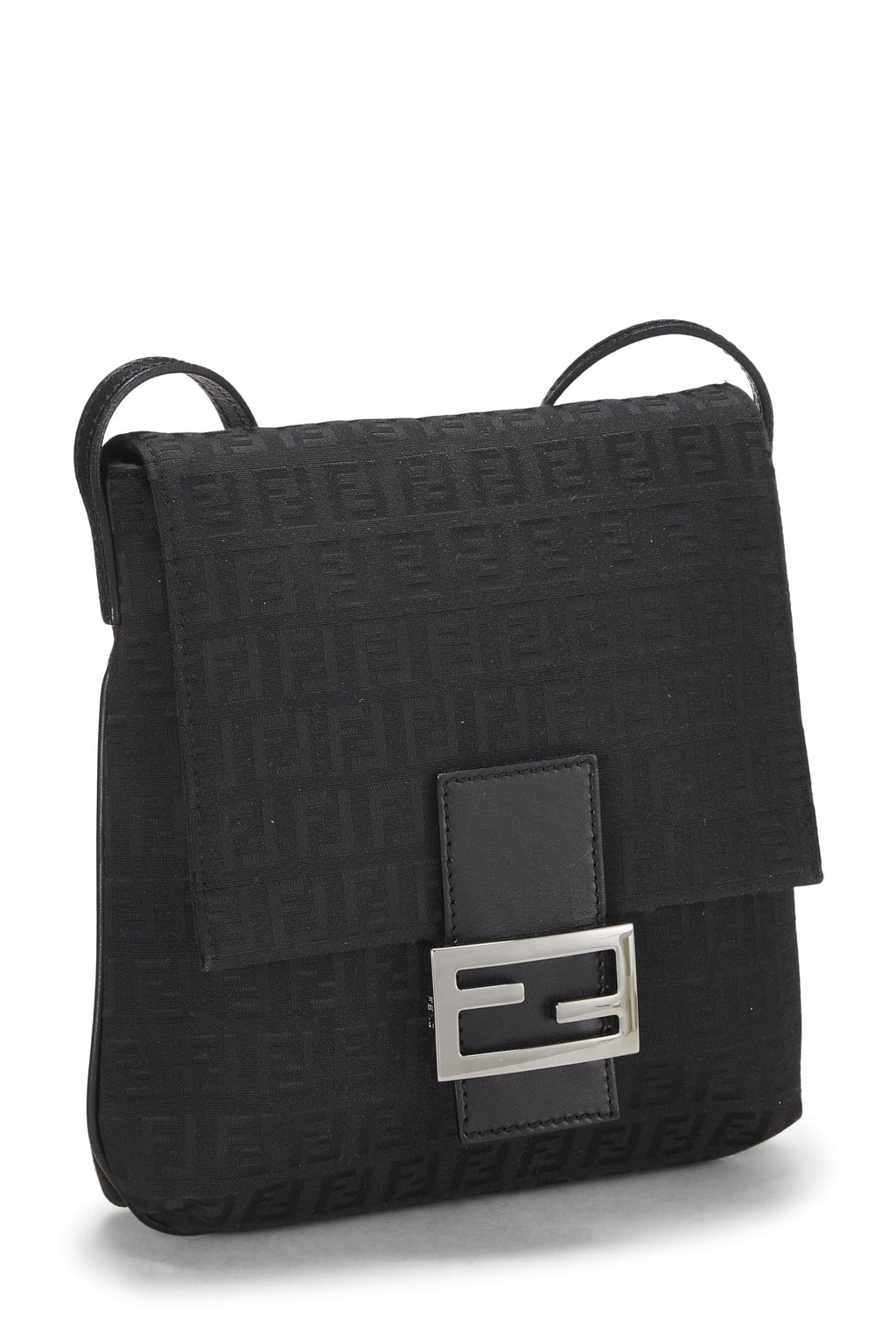 Fendi,  Black Zucchino Canvas Messenger Small, Black