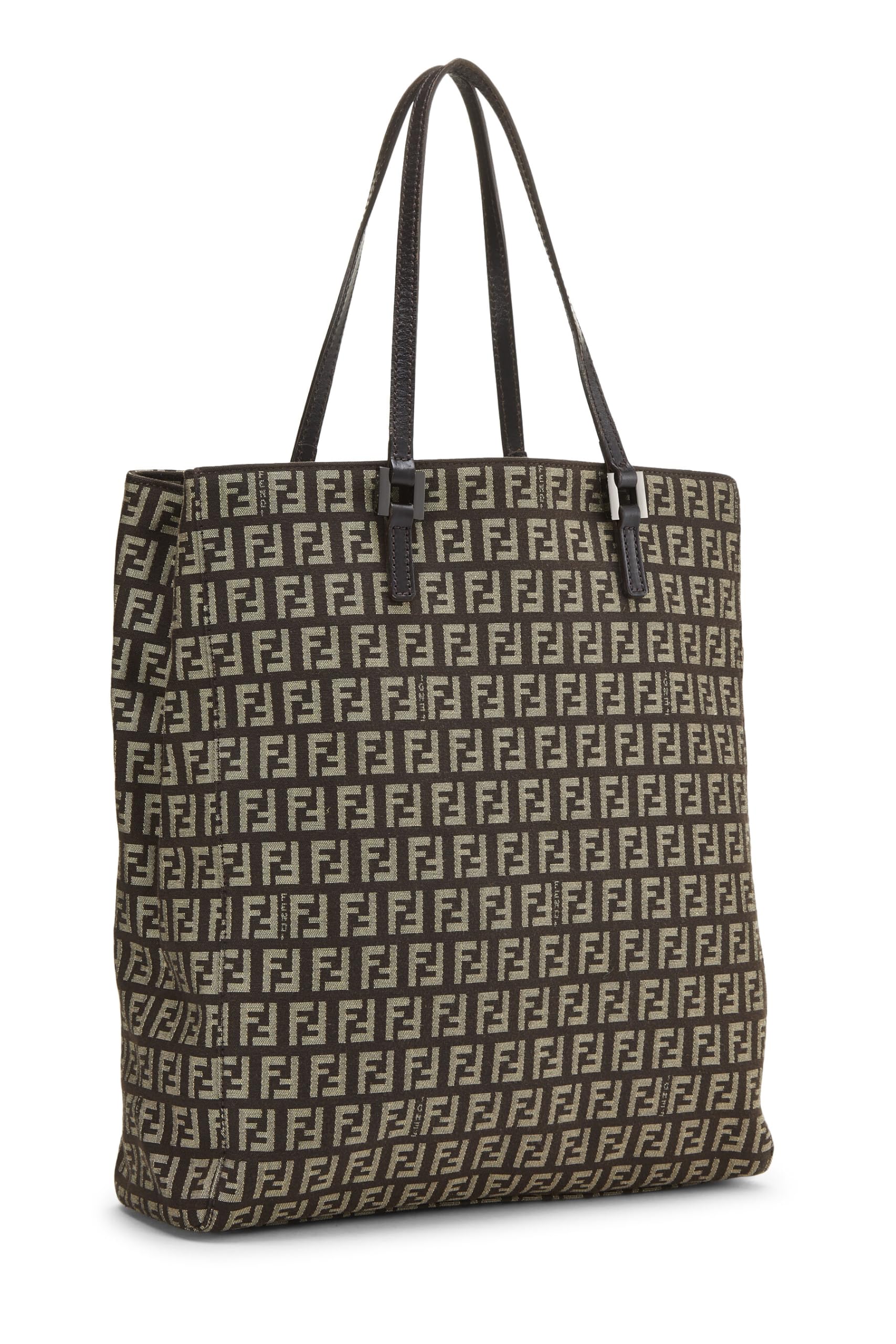 Fendi,  Brown Zucca Canvas Selleria Vertical Tote Small, Brown