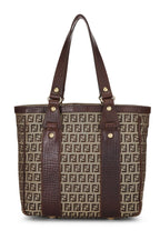 Fendi,  Brown Zucchino Canvas Tote Small, Brown