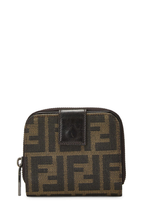Fendi,  Brown Zucca Canvas Compact Wallet, Brown