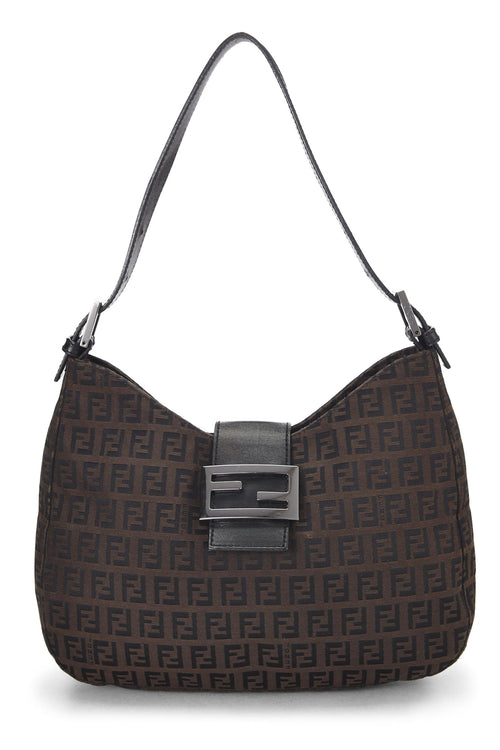Fendi,  Brown Zucchino Canvas Shoulder Bag, Brown