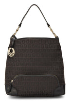 Fendi,  Black Zucchino Canvas Hobo, Black