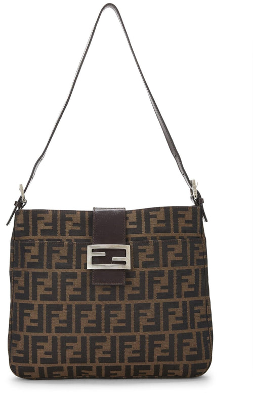 Fendi,  Brown Zucca Canvas Shoulder Bag, Brown