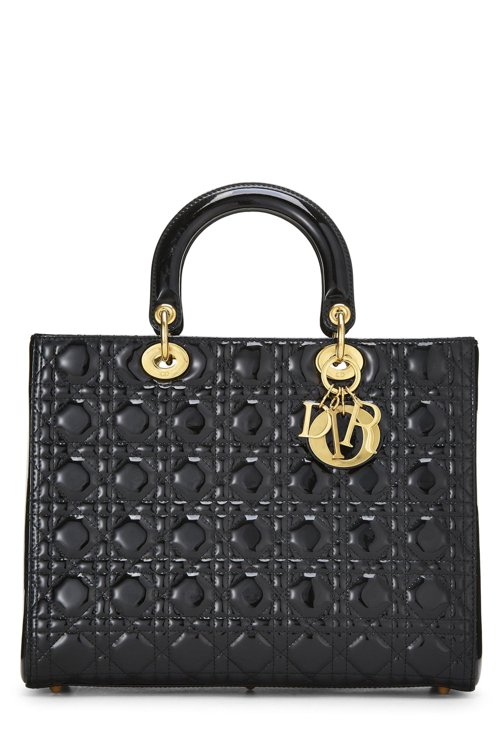 Dior,  Black Cannage Patent Leather Lady Dior Large, Black