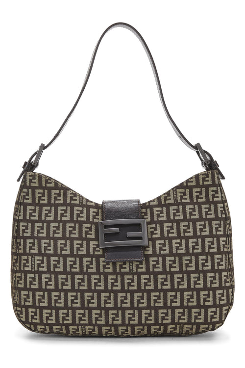 Fendi,  Brown Zucchino Canvas Shoulder Bag, Brown