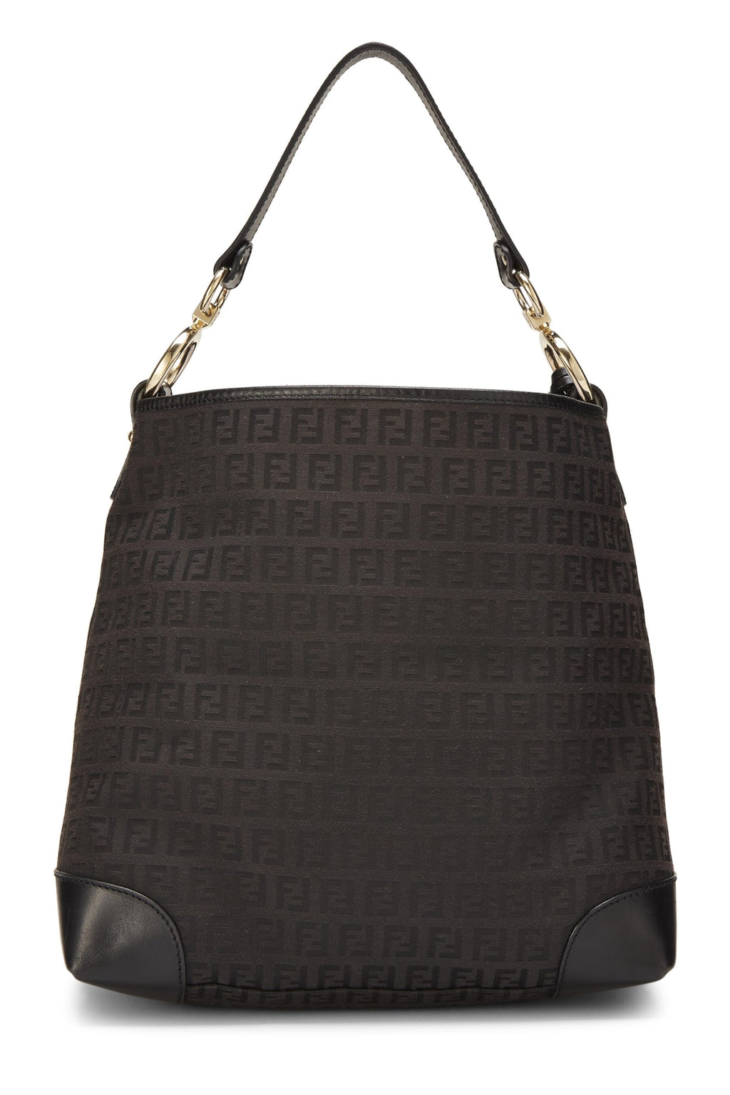 Fendi,  Black Zucchino Canvas Hobo, Black