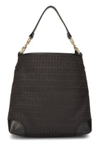 Fendi,  Black Zucchino Canvas Hobo, Black