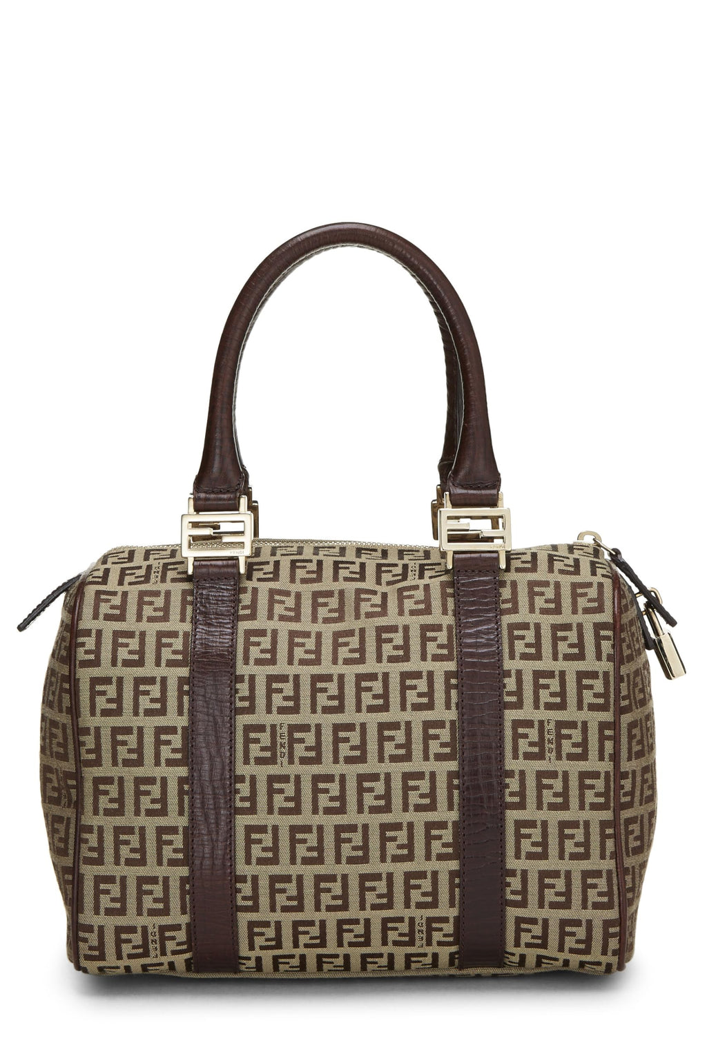 Fendi,  Brown Zucchino Coated Canvas Boston, Brown