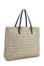 Fendi,  Beige Zucchino Canvas Tote Small, Black