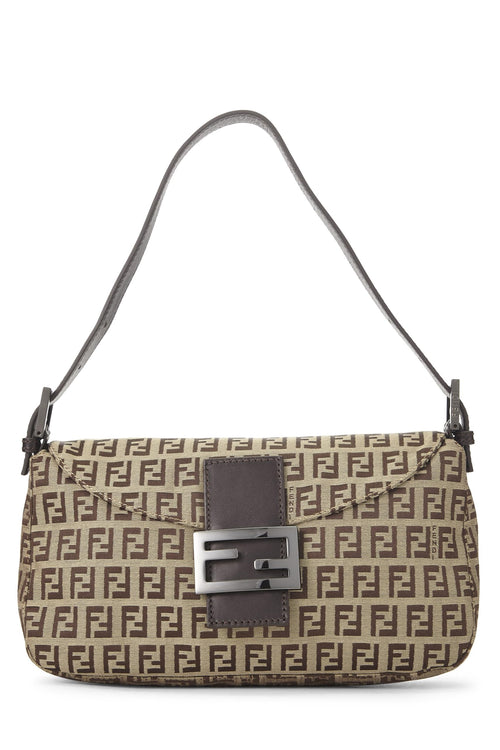 Fendi,  Beige Zucchino Canvas Shoulder Bag, Brown