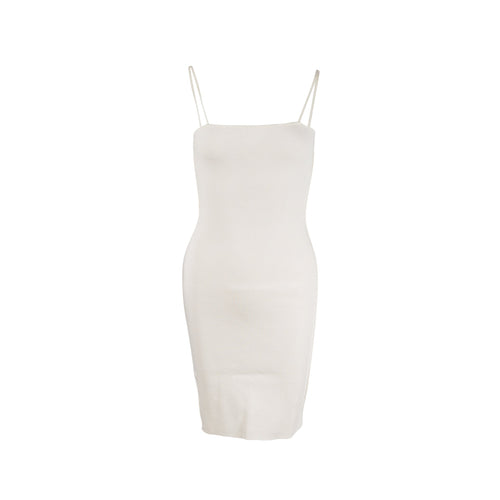 Fendi size 36 abito brush double dress viscose / polyester white