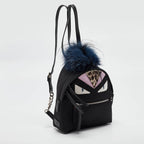 Fendi Black Nylon And Leather Mini Monster Eye Backpack